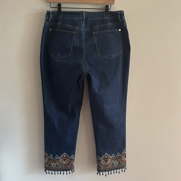 Chicos • embroidered and beaded fringe straight leg ankle jean - Picture 6 of 6